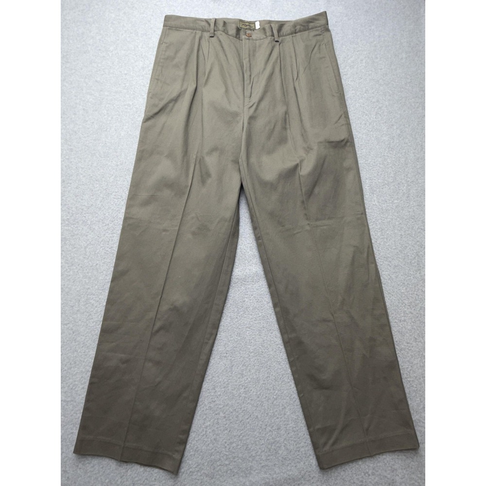 Roper Pants Mens 38x32 Brown‎ Pleated Cotton Khakis Straight Leg Casual Work